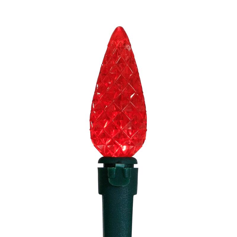 Battery Operated LED C6 Faceted Christmas Lights - Multicolor - 15.75’ Green Wire - 50ct