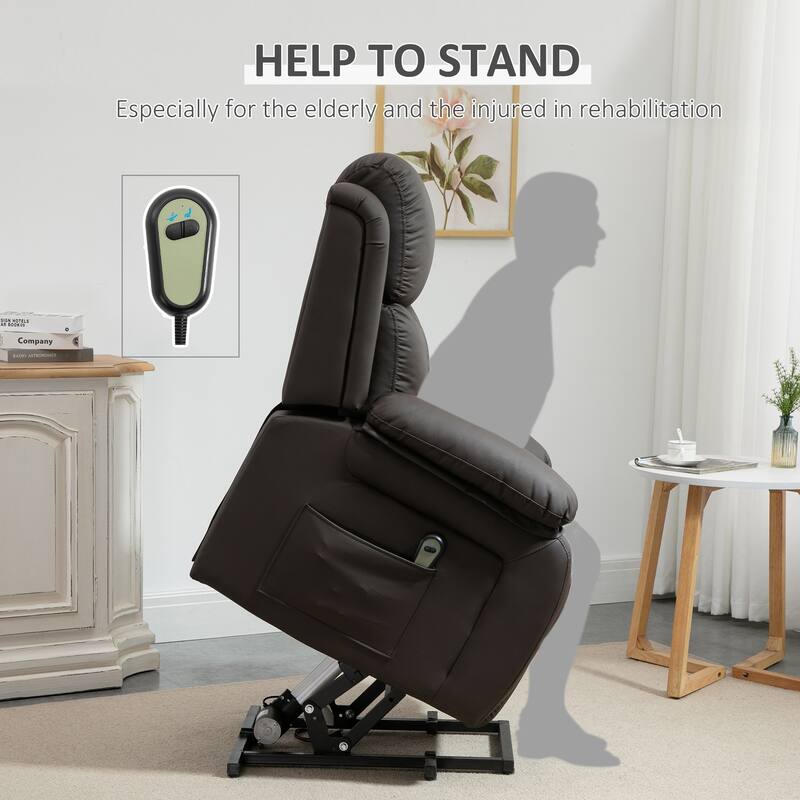 HOMCOM Living Room Power Lift Chair, PU Leather Electric Recliner Sofa Chair for Elderly with Remote Control