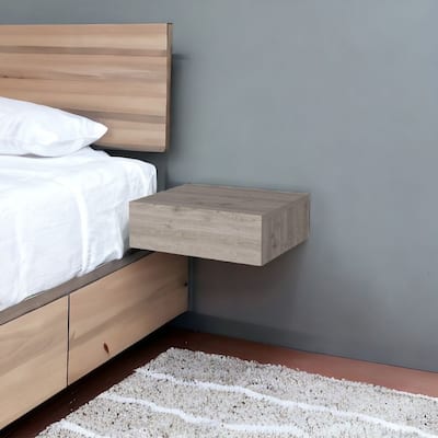 HomeRoots 5" Gray One Drawer Faux Wood Floating Nightstand