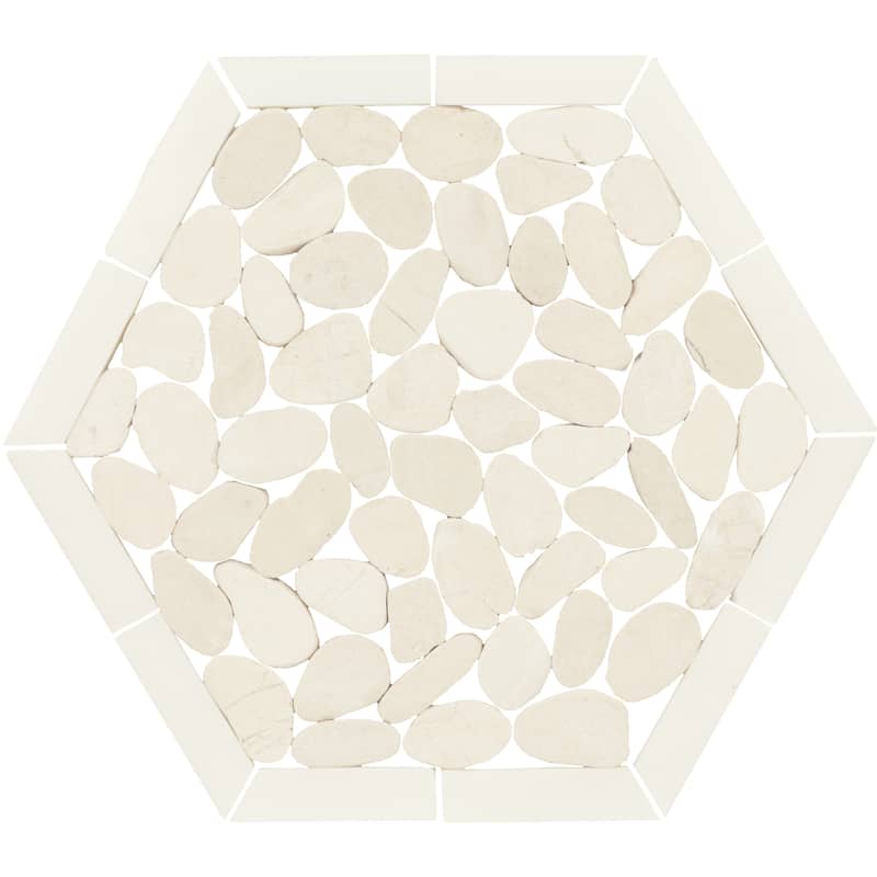 Daltile Pebble Oasis Natural Stone Framed Hexagon Pebble Mosaic 11" x 10" (11 PC per Carton) (10.88 SQFT per Carton)
