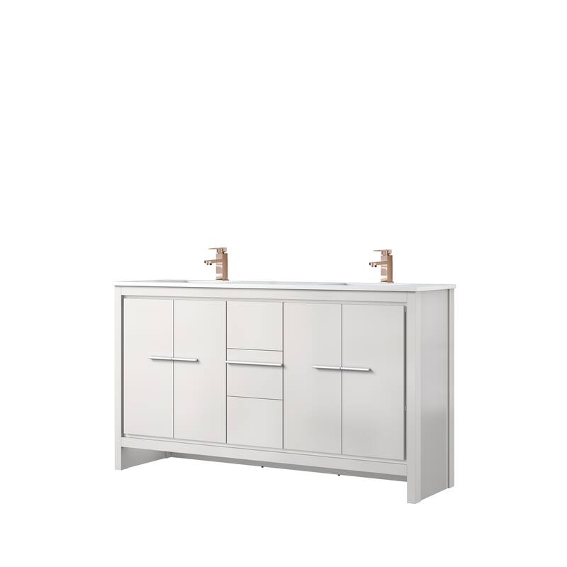 Lafarre Bath Vanity Quartz Top, Sink and Rose Gold Faucet