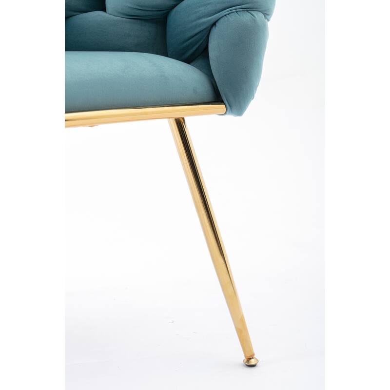 Modern 28.7" Velvet Upholstered Accent Chairs with Gold - Plated Metal Legs (Set of 2)