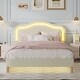 preview thumbnail 3 of 8, Twin Size Velvet Upholstered Smart LED Bed Frame with Adjustable Height Headboard, No Box Spring Needed, Easy Assembly, Beige