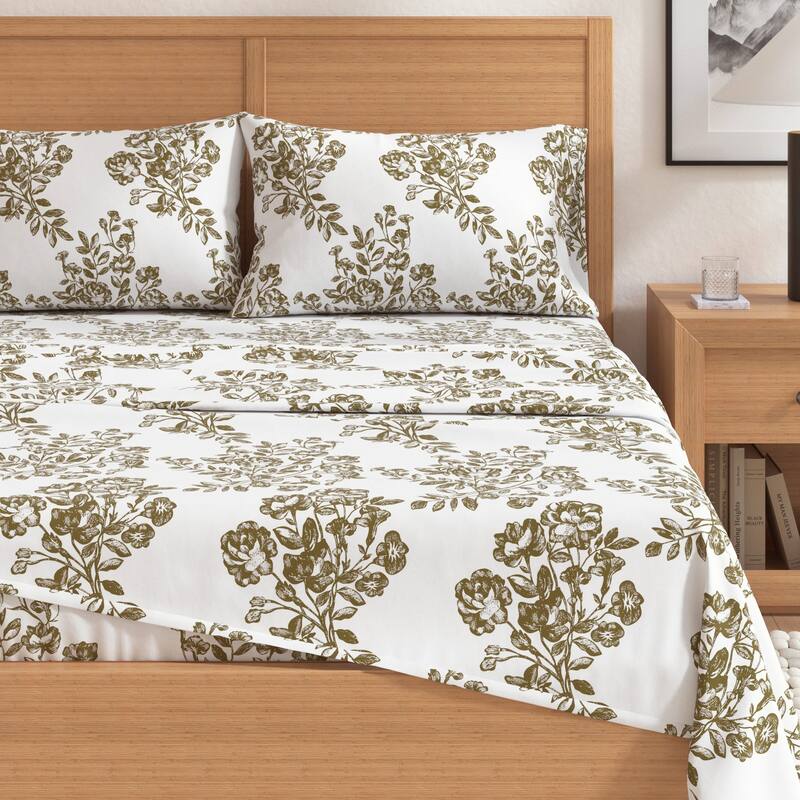 Linery & Co. Turkish Cotton Double-Brushed Printed Flannel Bed Sheet Set