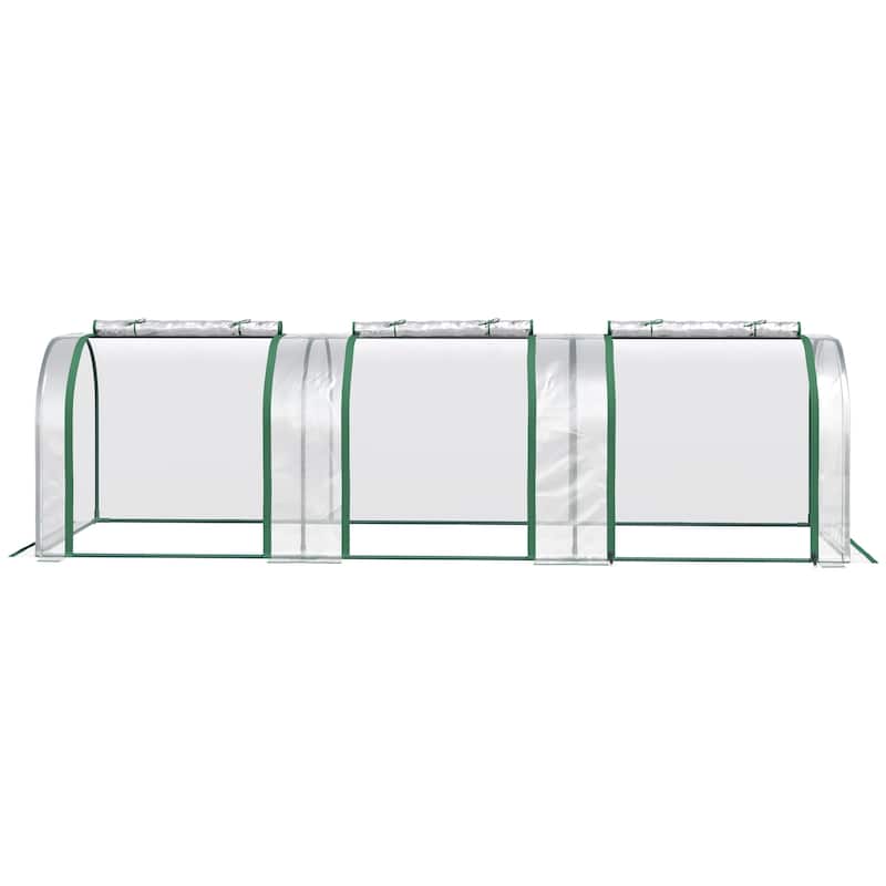 Outsunny 10' x 3' x 2.5' Mini Greenhouse, Portable Tunnel Greenhouse with Roll-Up Zippered Doors, UV Waterproof Cover