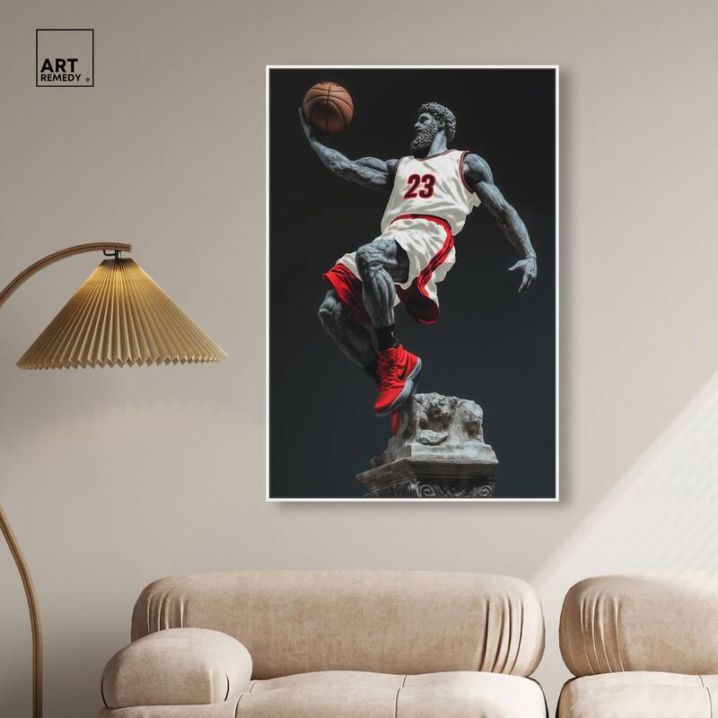 Basketball White Uniform Canvas by Art Remedy