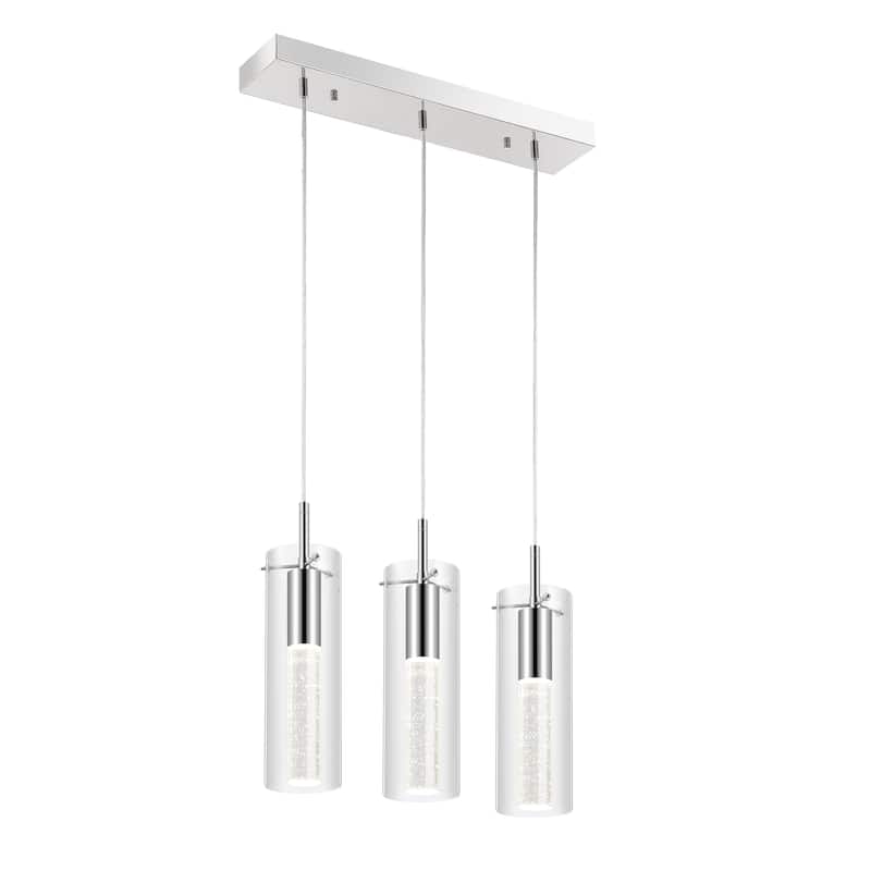 Zinnia Modern Style Iron/Crystal/Glass Integrated LED Linear Pendant, Chrome by JONATHAN Y - 21.63"