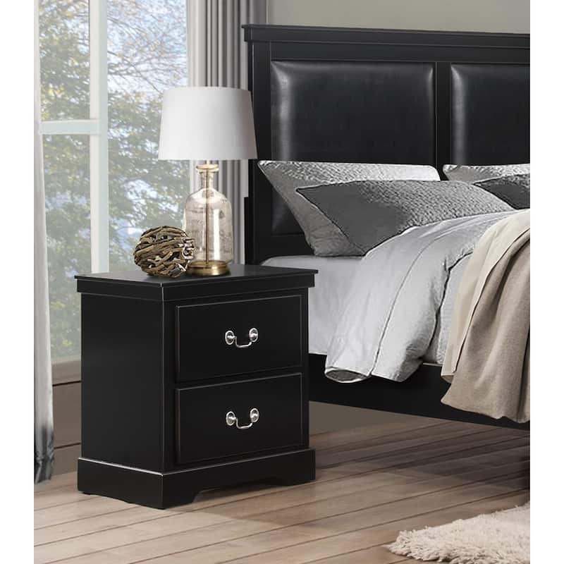 Classic Solid Wood Nightstand, Bedside Storage Cabinet with Nickel Handles Drawer, Entry Side Table with Wooden Countertops