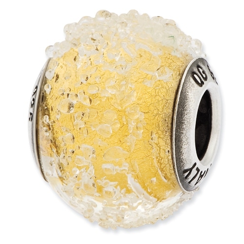 Jewelry Beads Glass Beads Sterling Silver Reflections Italian Light Yellow Textured Glass Bead