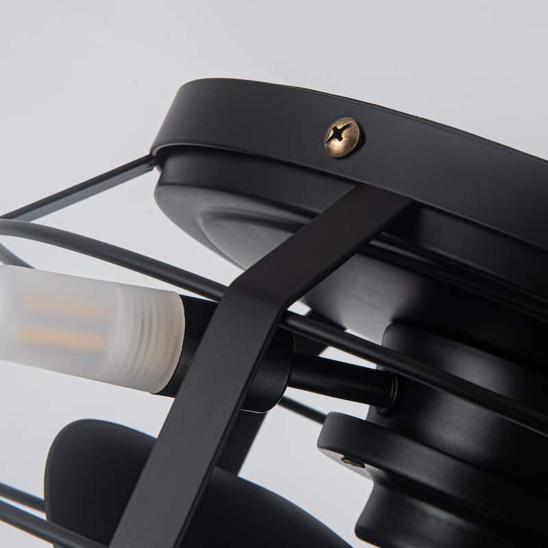 12" 3-Blade 3-Light Black Cage Ceiling Fan with Light