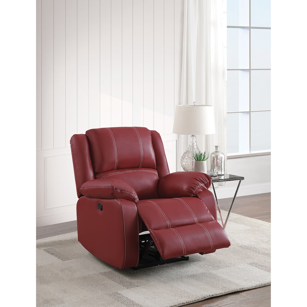 Red Synthetic Leather Motion Rocker Recliner