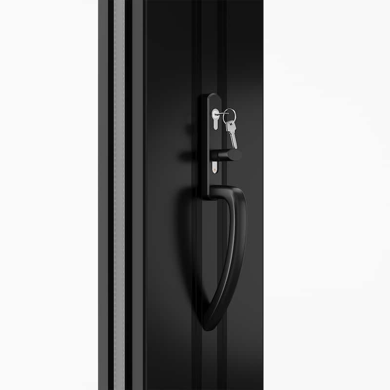 KaMic Elite-Fold 72" x 80" 2-Panel Aluminum Folding Door in Black with Hidden Hinges & Rollers, Folded Out From Right To Left