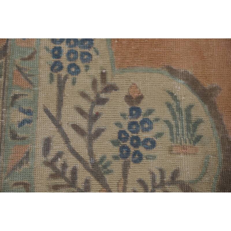 Hand Knotted Oriental 100% Wool Carpet Traditional Floral Peach Tabriz Area Rug - 13' 1'' X 9' 4''