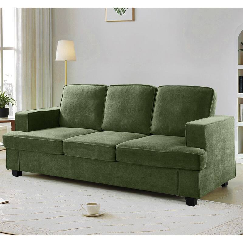 Green Velvet 3 Seater Sofa, 84x36x35 inches, Comfortable and Versatile