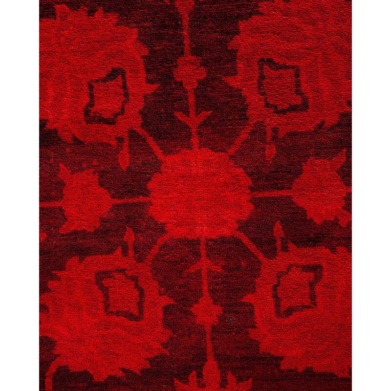 Overton Hand Knotted Wool Vintage Inspired Modern Contemporary Overdyed Orange Area Rug - 8' 1" x 10' 6"