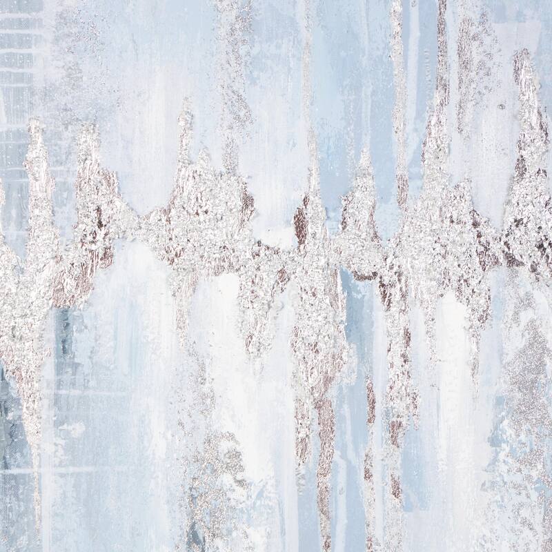 Wood Abstract Wall Art with Silver Details - Light Blue - Roche River Decor