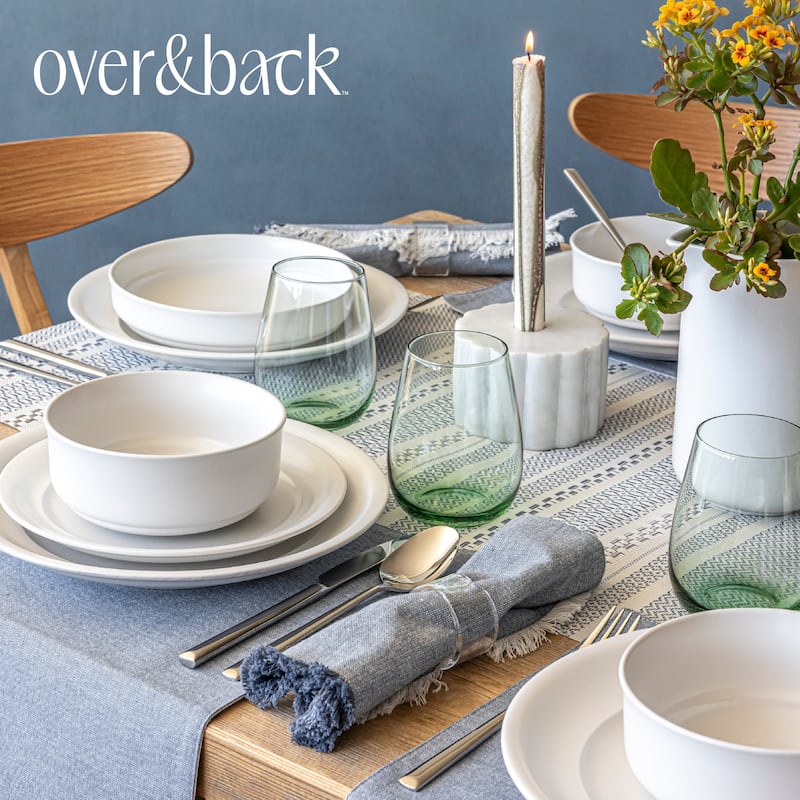 over&back Rimmed 26oz Semi-Matte Stoneware Cereal Bowls