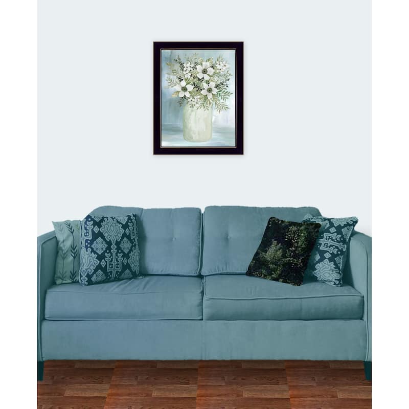 TrendyDecor4U Farmhouse "White Blooms I" Framed Print Wall Art
