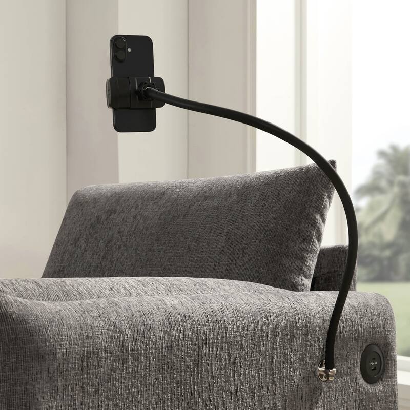 Roomfitters 37" Single Sofa with Storage Ottoman, Chenille Armchair with Phone Holder and Charging Ports, Lounge Chair