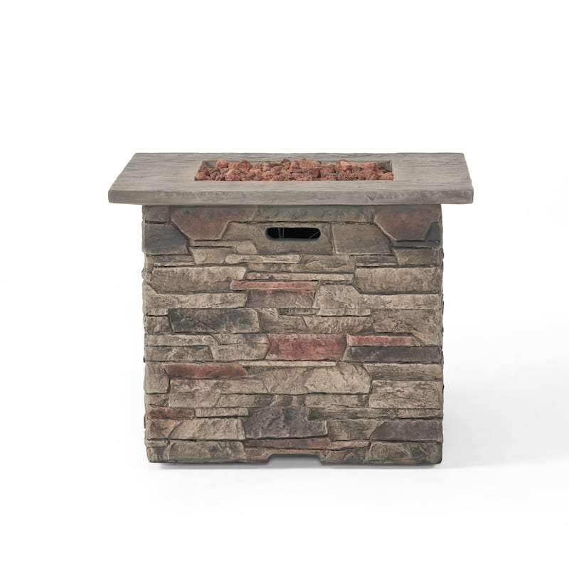 Hoonah 32-inch Outdoor Square Liquid Propane Fire Pit with Lava Rocks by Christopher Knight Home