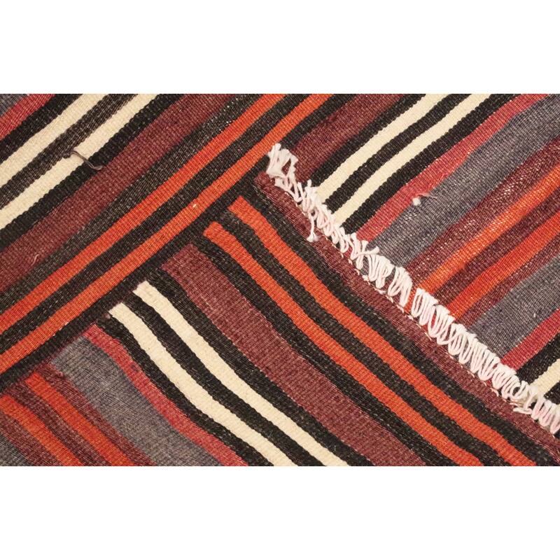 Hand Woven Oriental 100% Wool Carpet Southwestern Geometric Multi-Colored Kilim Area Rug - 9' 9'' X 5' 4''