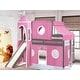preview thumbnail 73 of 117, JACKPOT Prince & Princess Low Loft Twin Bed, Ladder Slide Tent & Tower Grey with Pink & White Tent