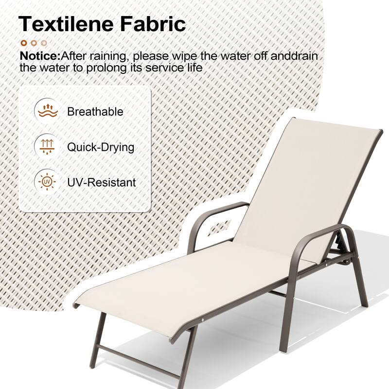 Set of 2/4 Outdoor Aluminum Chaise Lounge Chairs with Adjustable Backrest