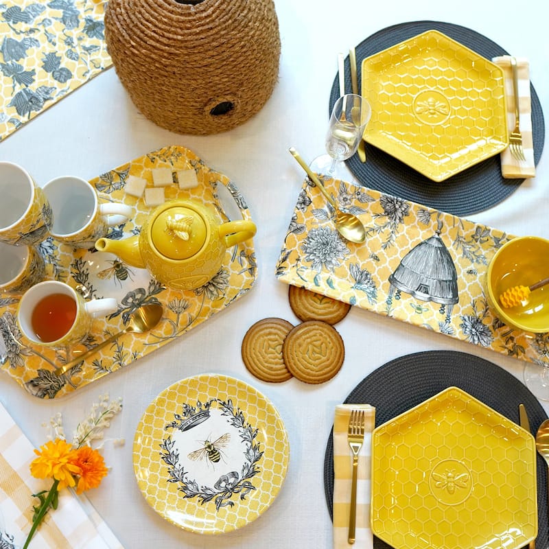 Certified International French Bees Melamine 2pc Platter Set