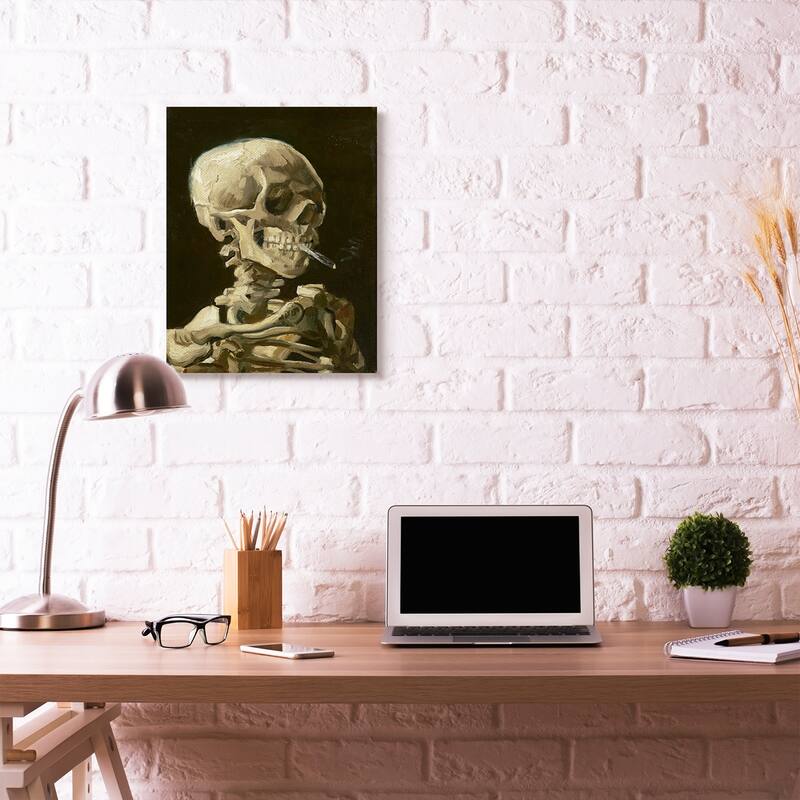 Stupell Skeleton With A Smoke Tan Black Van Gogh Classical Painting Canvas Wall Art