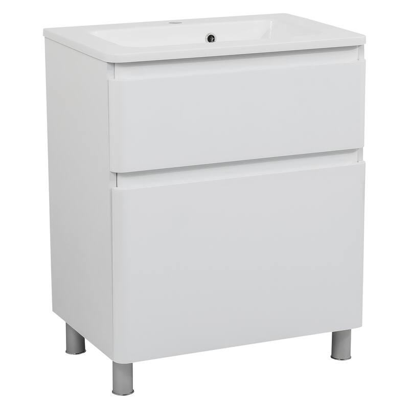 Modern Free Standing Bathroom Vanity with Washbasin | Comfort Collection mirror Diamond 32" included - White High Gloss - High Gloss - 80"