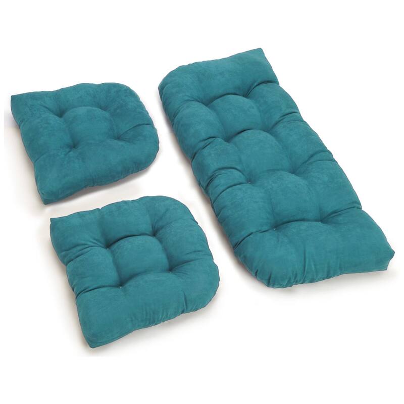Microsuede 3-piece Indoor Settee Cushion Set - Aqua Blue