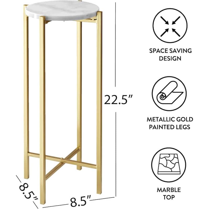 Urban Lifestyle Marble Collapsible Accent Drink Table