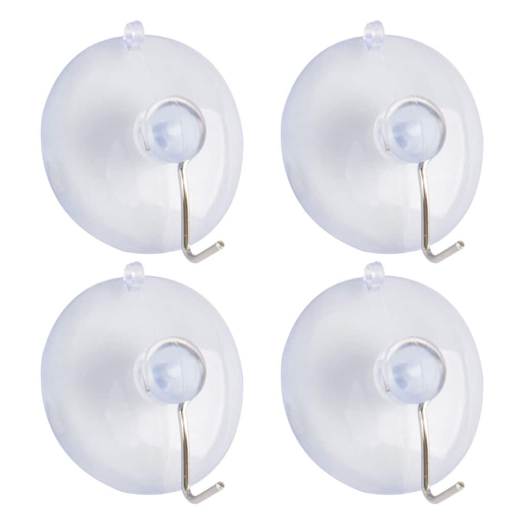 Suction Cup Hook 1.6" Removable Metal Hook Wall Vacuum Hooks Hangers - Clear