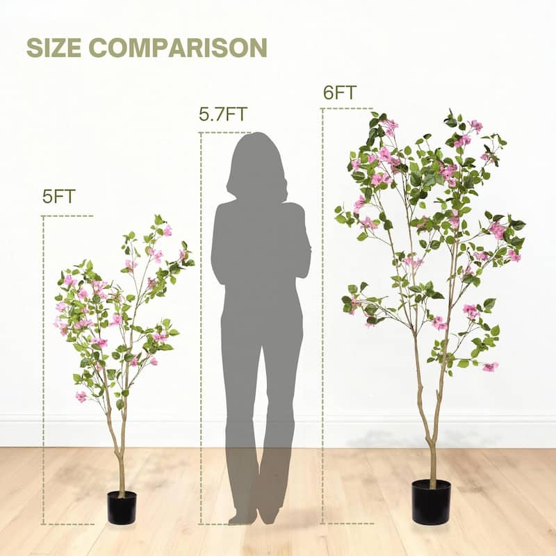 Artificial Bougainvillea Tree with Black Plastic Pot