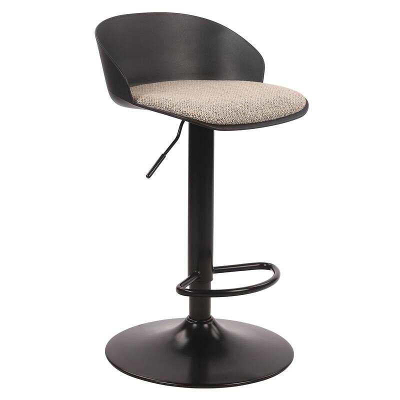 Contemporary Metal and Fabric Adjustable Air-Lift Stool, Set of 2 - Black