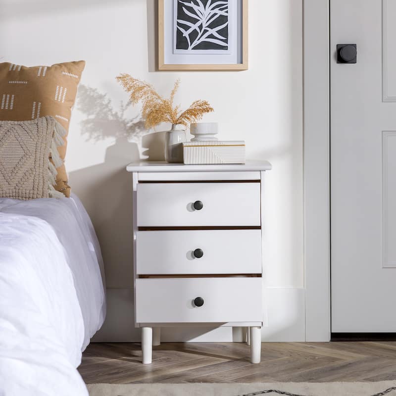 Walker Edison Bullrushes Solid Wood 3-Drawer Nightstand