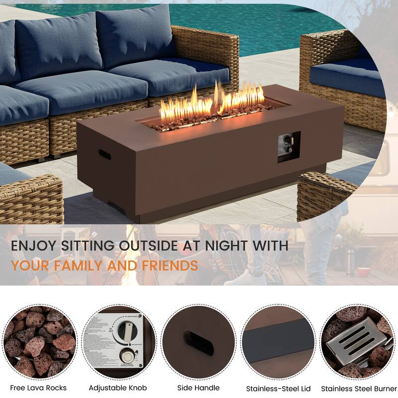 50,000 BTU 30" Outdoor White Round Propane Fire Pit Table and Set