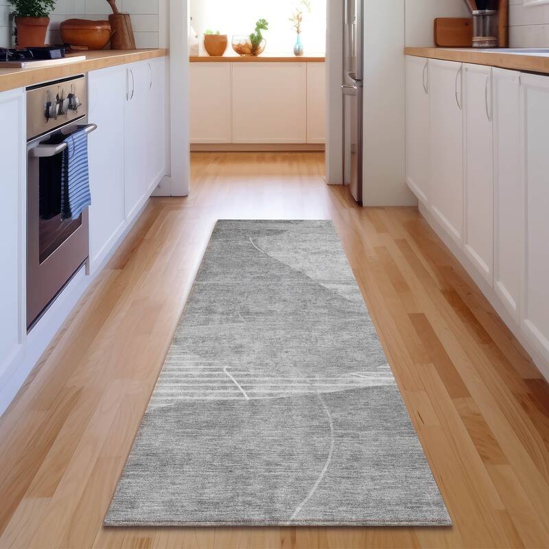 Premium Washable Super Soft Modern Hoda Mayfield Rug - Gray - 2' 3" x 7' 6" - Runner