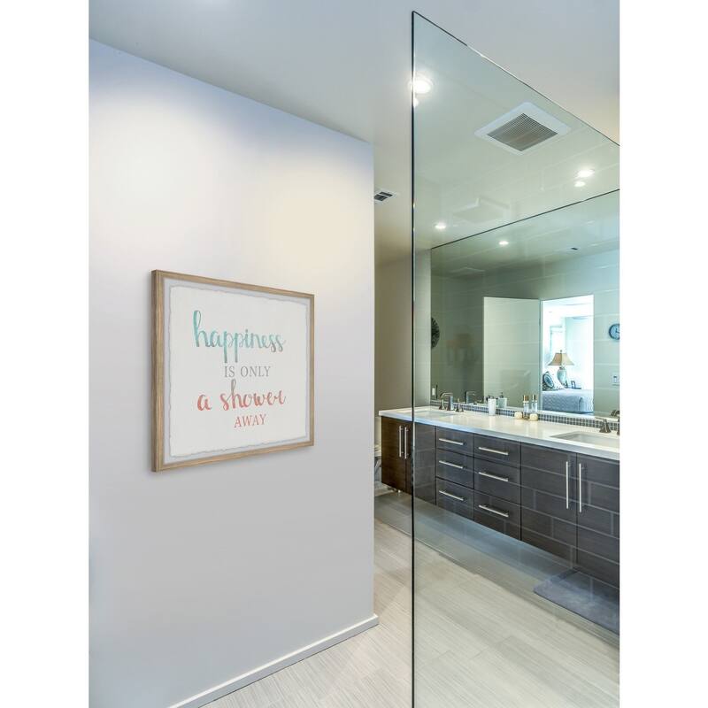 Shower Art Print - Contemporary Bathroom Wall Decor - Happiness In Shower Framed Painting