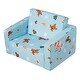 preview thumbnail 1 of 8, Sky Blue Foam Foldable Kids Sofa Bed with Printed Fabric and Zippers - 40.94” L x 22.83” W x 12.60” H Sky Blue