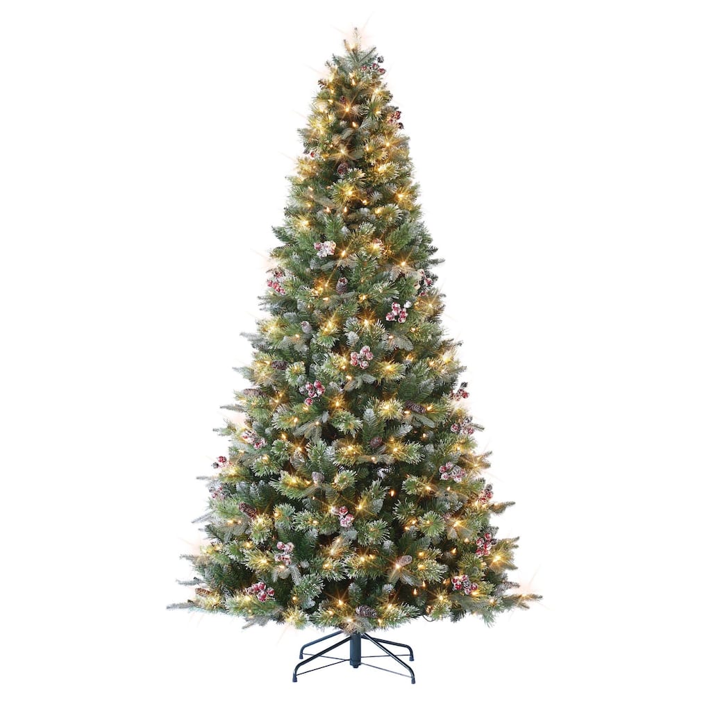 7.5' LED Frosted Berry Spruce Artificial Christmas Tree White Lights - 7.5 Foot