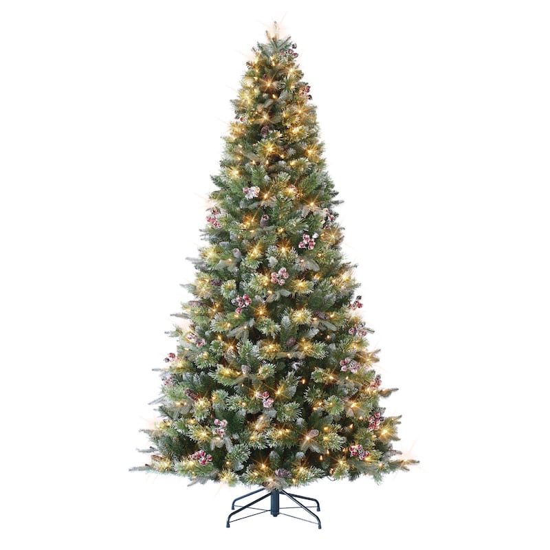7.5' LED Frosted Berry Spruce Artificial Christmas Tree White Lights - 7.5 Foot