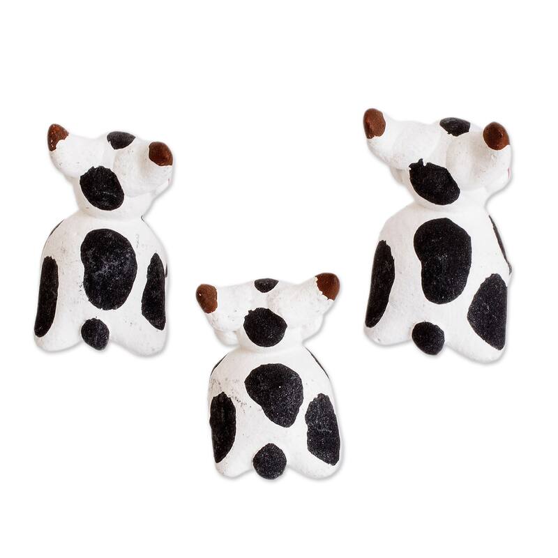 Novica Handmade Bull Family Ceramic Figurines (Set Of 3)