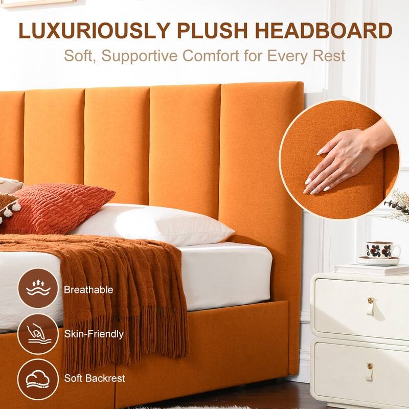 Plywood Frame Platform Bed with Storage Drawers