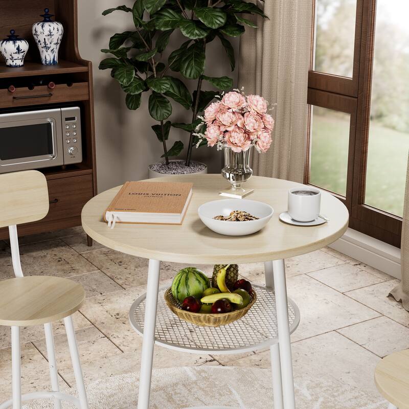 3-Piece Counter Height Table Set with 2 Stools, Bistro Table Set