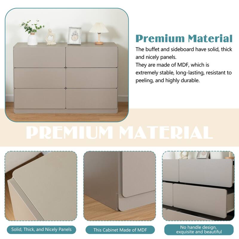 Modern Drawer Dresser Sideboard Desktop Storage Cabinet with 6 Drawers, for Dining Room Living Room Bedroom Kitchen Corridor
