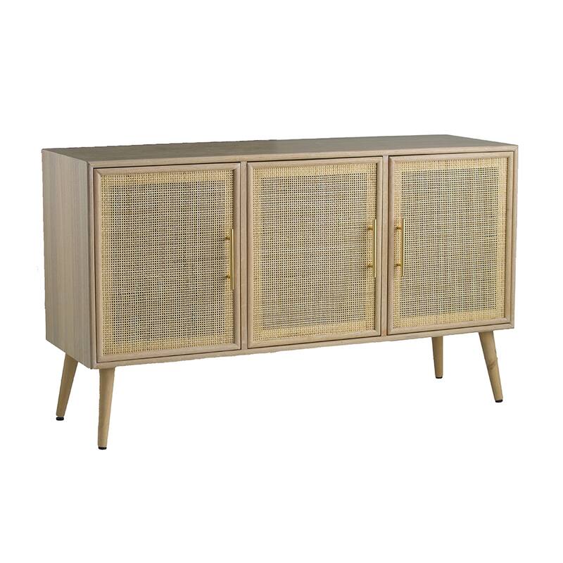 Brown Wooden Accent TV Cabinet with Three Doors