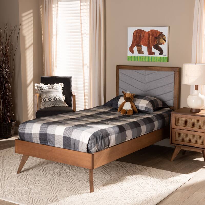 Roze Mid-Century Modern Wood Platform Bed in Twin Size