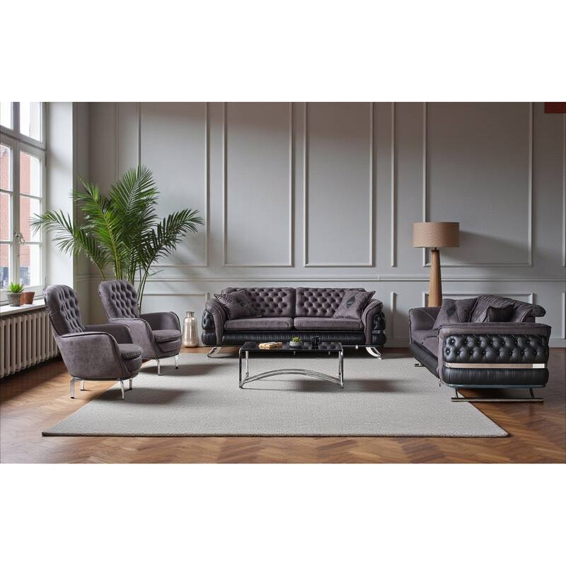 Willow Creek 3 Pieces Living Room Sets 2 Sofa 1 Chair - Black