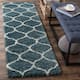 SAFAVIEH Hudson Shag Ogee Trellis 2-inch Thick Area Rug - 2'3" x 14' Runner - Slate Blue/Ivory